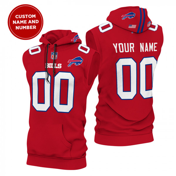 Men's Buffalo Bills Customized Red Limited Edition Sleeveless Hoodie Men's Buffalo Bills Customized Red Limited Edition Sleeveless Hoodie